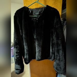 Eloquii Luxe Black Faux Fur Cropped Jacket